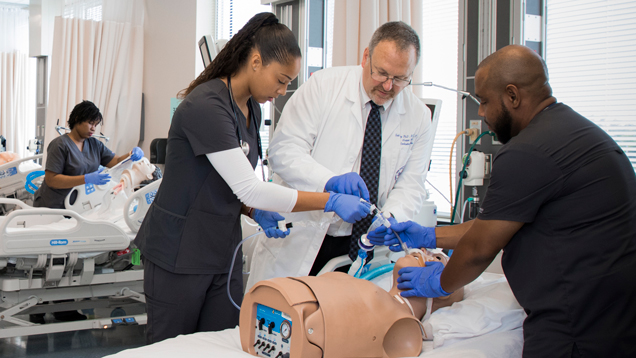 NSU Palm Beach healthcare student doing respiratory therapy