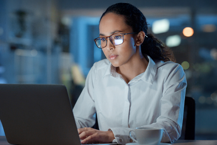 Woman using her laptop