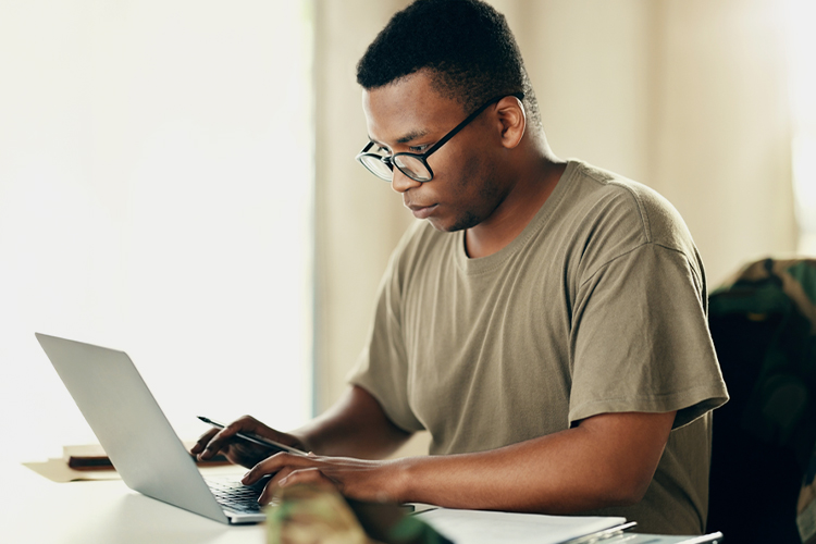 Veteran using a laptop