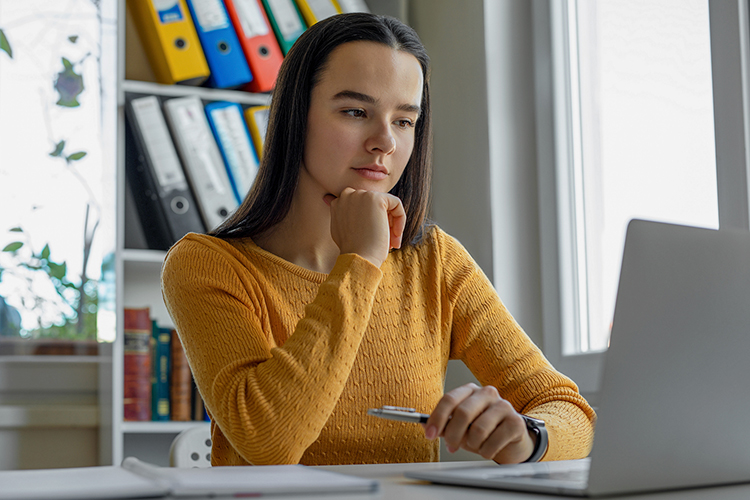 Woman using a laptop