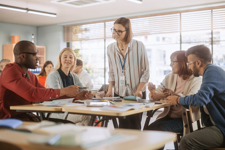 Group of people doing collaborative learning