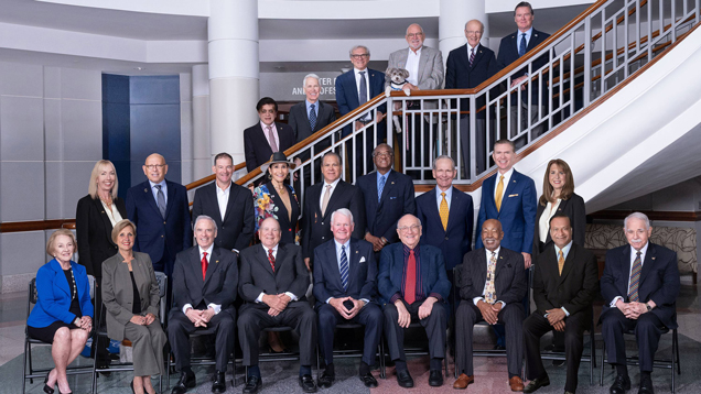 Board of trustees group photo with horvitz stairs in the background