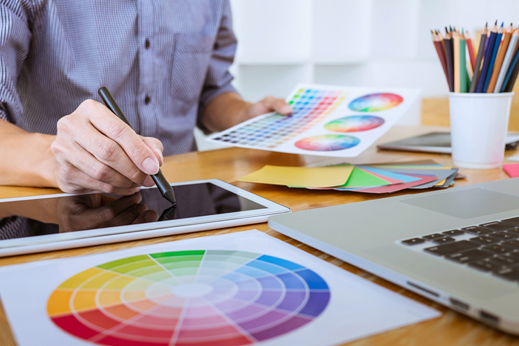 graphic designer working on project