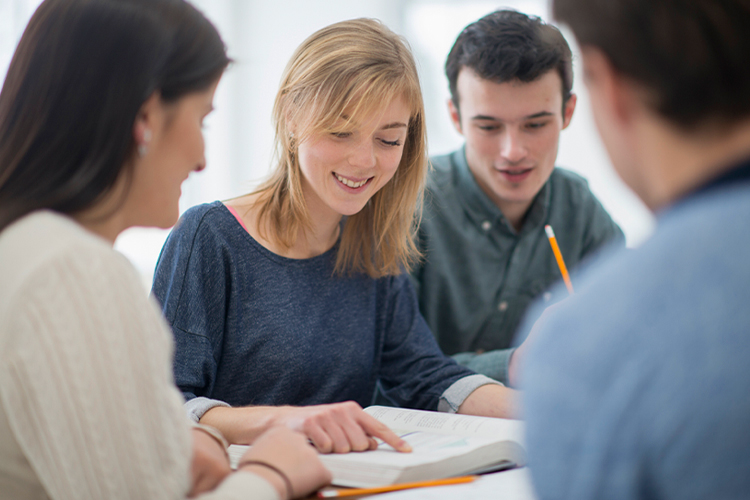 Group of students studying together