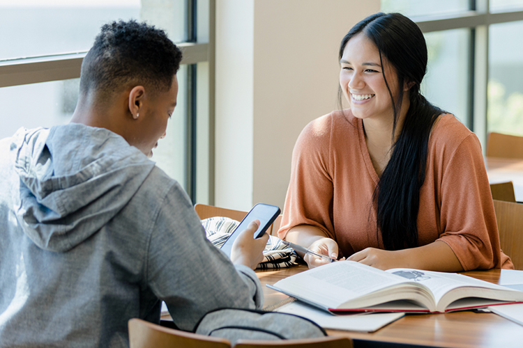 Two students studying together