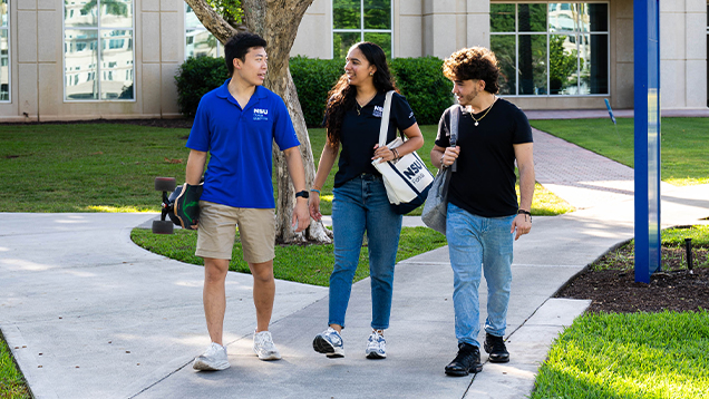 students walking on campus