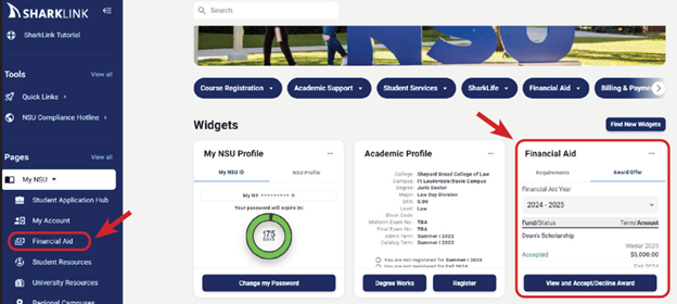financial aid widget