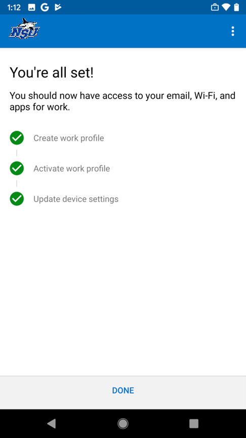 Work profile has been created
