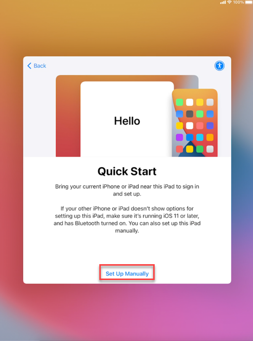 Set up manually screenshot