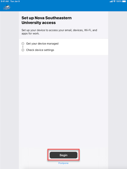 Set up access screenshot