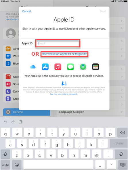 Sign in with your existing Apple ID screenshot